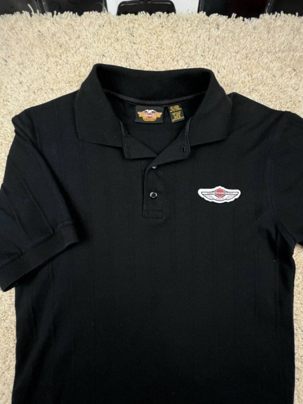 Harley Davidson Polo Shirt Adult Medium Black Logo Biker Motorcycle Mens 2003